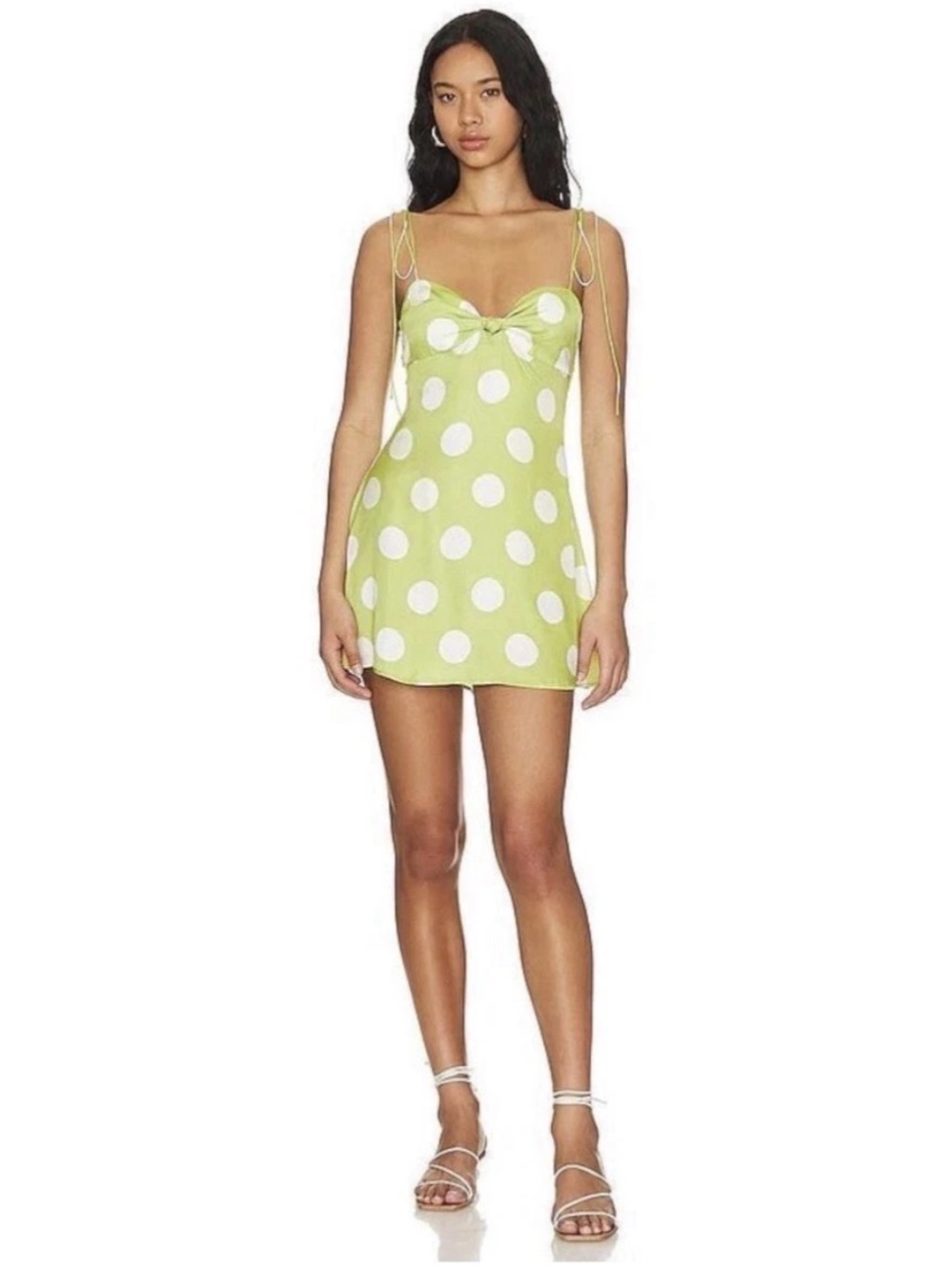 For Love and Lemons Adira Mini Dress Size Large Green Polka dot  F